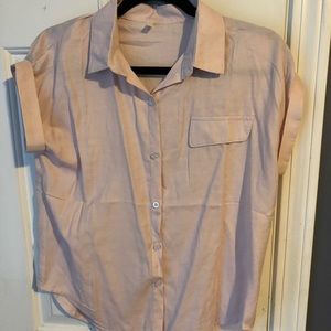 shein pink button up shirt sleeve shirt.